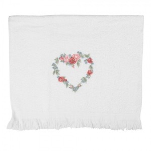 Bílý froté ručník se srdcem z růží Rose Heart - 40*66 cm