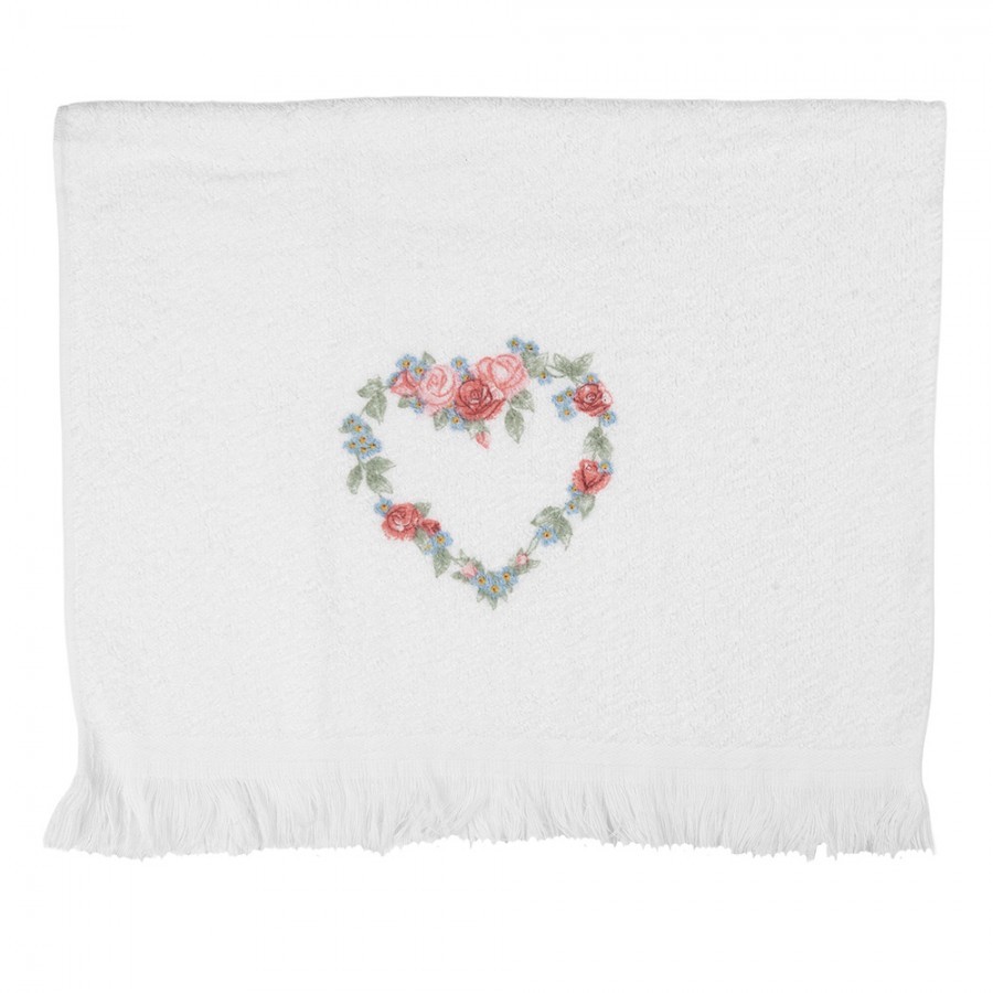 Bílý froté ručník se srdcem z růží Rose Heart - 40*66 cm