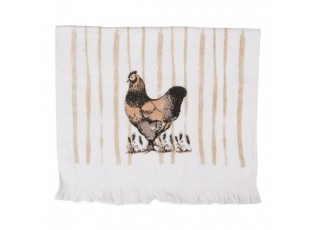 Bílý froté ručník se slepičkou Happy Easter - 40*66 cm