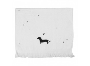 Bílý kuchyňský froté ručník s jezevčíkem a srdíčkem Dog&Cat - 40*66 cm