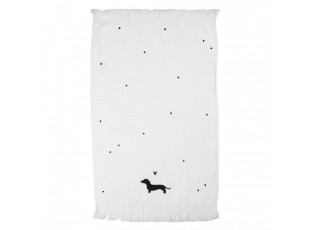 Bílý kuchyňský froté ručník s jezevčíkem a srdíčkem Dog&Cat - 40*66 cm