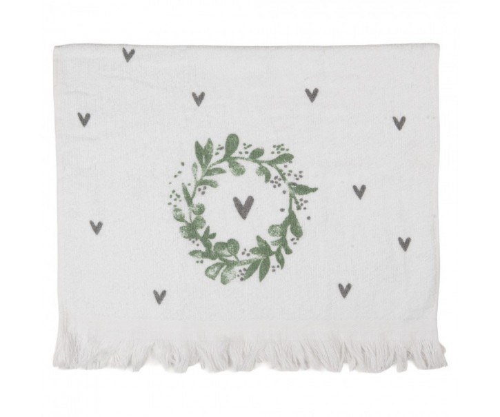 Bílý froté ručník se srdíčky Heart - 40*66 cm Clayre & Eef