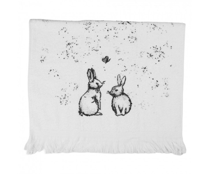 Bílý froté ručník s králíčky a motýlkem Bunny Buddies - 40*66 cm Clayre & Eef
