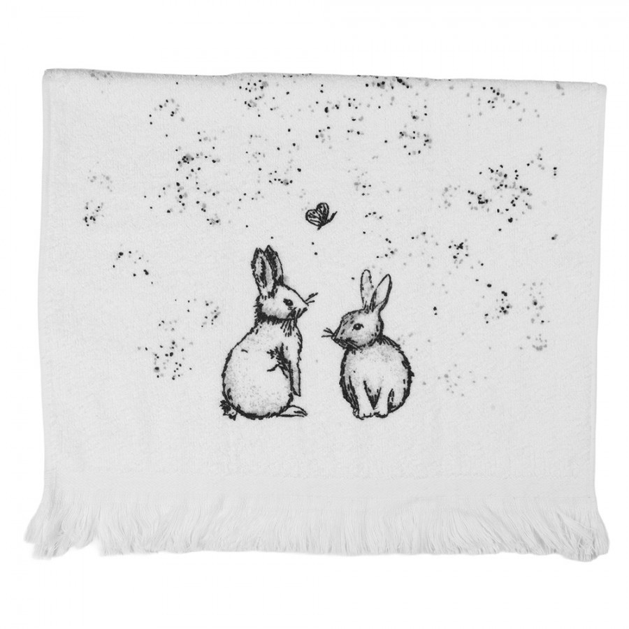 Bílý froté ručník s králíčky a motýlkem Bunny Buddies - 40*66 cm
