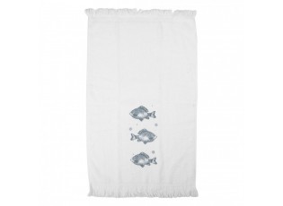Bílý kuchyňský froté ručník s rybkami Fishes - 40*66 cm