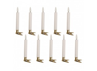 Set 10ks bílých úzkých svíček s klipem Led Candle - Ø 2*14 cm / 10*AAA