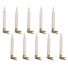 Set 10ks bílých úzkých svíček s klipem Led Candle - Ø 2*14 cm / 10*AAA