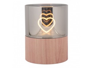 Hnědá svíčka se srdíčkem Heart Led Candle - Ø 8*10 cm / 3*AAA