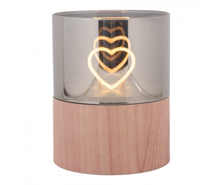 Hnědá svíčka se srdíčkem Heart Led Candle - Ø 8*10 cm / 3*AAA Clayre & Eef
