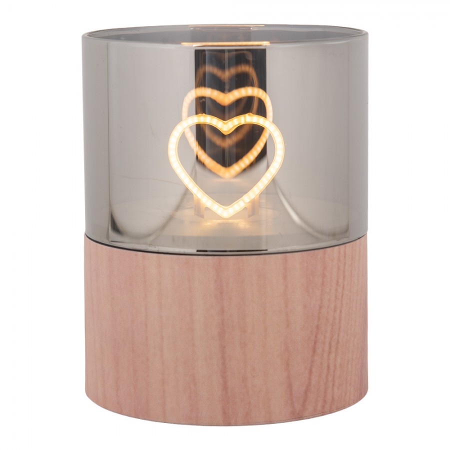 Hnědá svíčka se srdíčkem Heart Led Candle - Ø 8*10 cm / 3*AAA