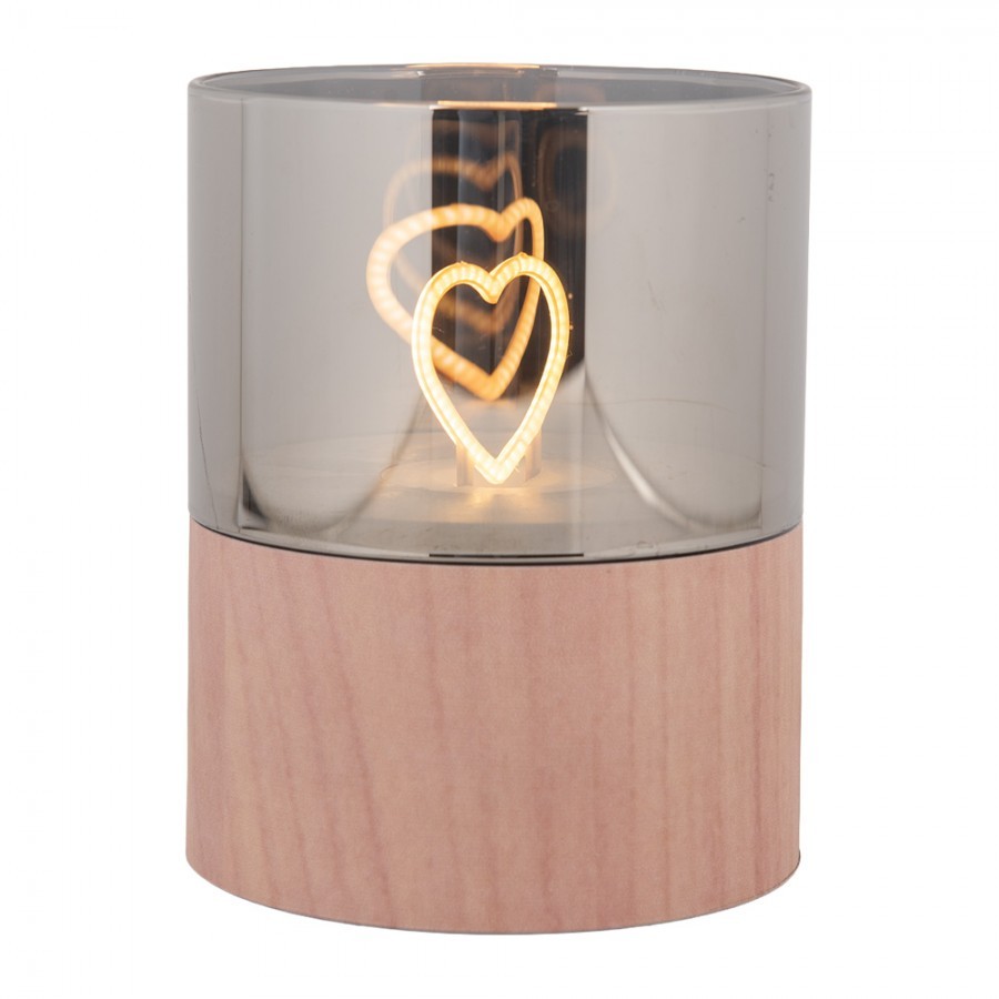 Hnědá svíčka se srdíčkem Heart Led Candle - Ø 8*10 cm / 3*AAA