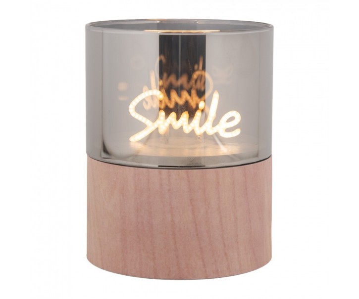 Hnědá svíčka Smile Led Candle - Ø 8*10 cm / 3*AAA Clayre & Eef