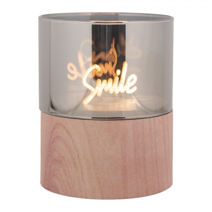 Hnědá svíčka Smile Led Candle - Ø 8*10 cm / 3*AAA