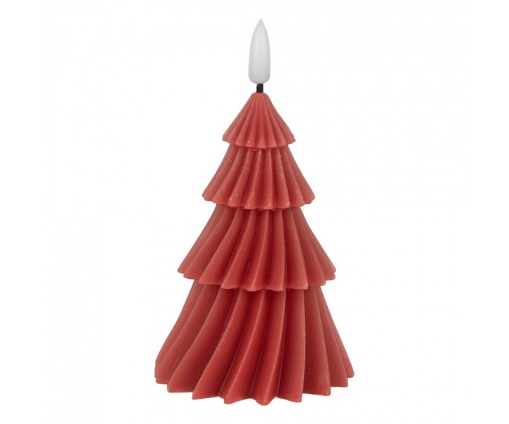 Vínová vánoční svíčka stromek Led Candle - Ø 8*13 cm Clayre & Eef