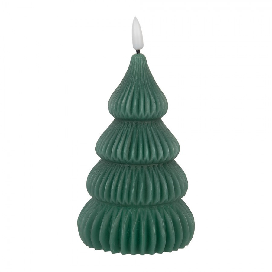 Zelená vánoční svíčka stromek Led Candle - Ø 8*17 cm / 2*AA