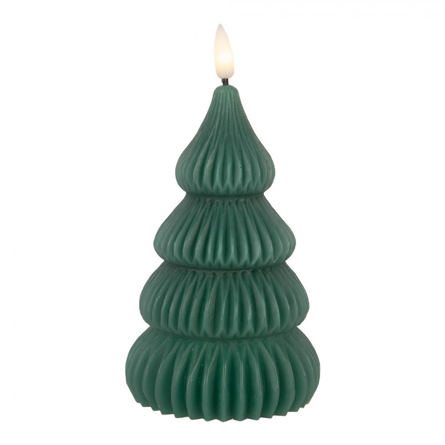 Zelená vánoční svíčka stromek Led Candle - Ø 8*17 cm / 2*AA