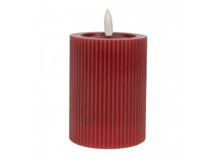 Vínová válcová svíčka s vroubkováním Led Candle - Ø 8*13 cm / 2*AA