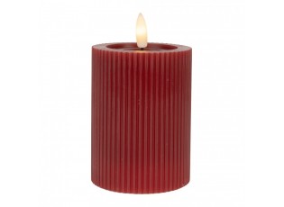 Vínová válcová svíčka s vroubkováním Led Candle - Ø 8*13 cm / 2*AA