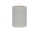 Šedá válcová svíčka s vroubkováním Led Candle - Ø 8*13 cm / 2*AA Clayre & Eef