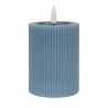 Modrá válcová svíčka s vroubkováním Led Candle - Ø 8*13 cm / 2*AA