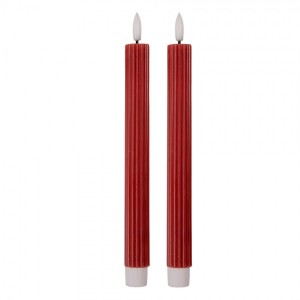 Set 2ks vínová úzká svíčka s vroubkováním Led Candle - Ø 2*25 cm / 2*AAA