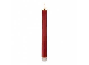 Set 2ks vínová úzká svíčka s vroubkováním Led Candle - Ø 2*25 cm / 2*AAA
