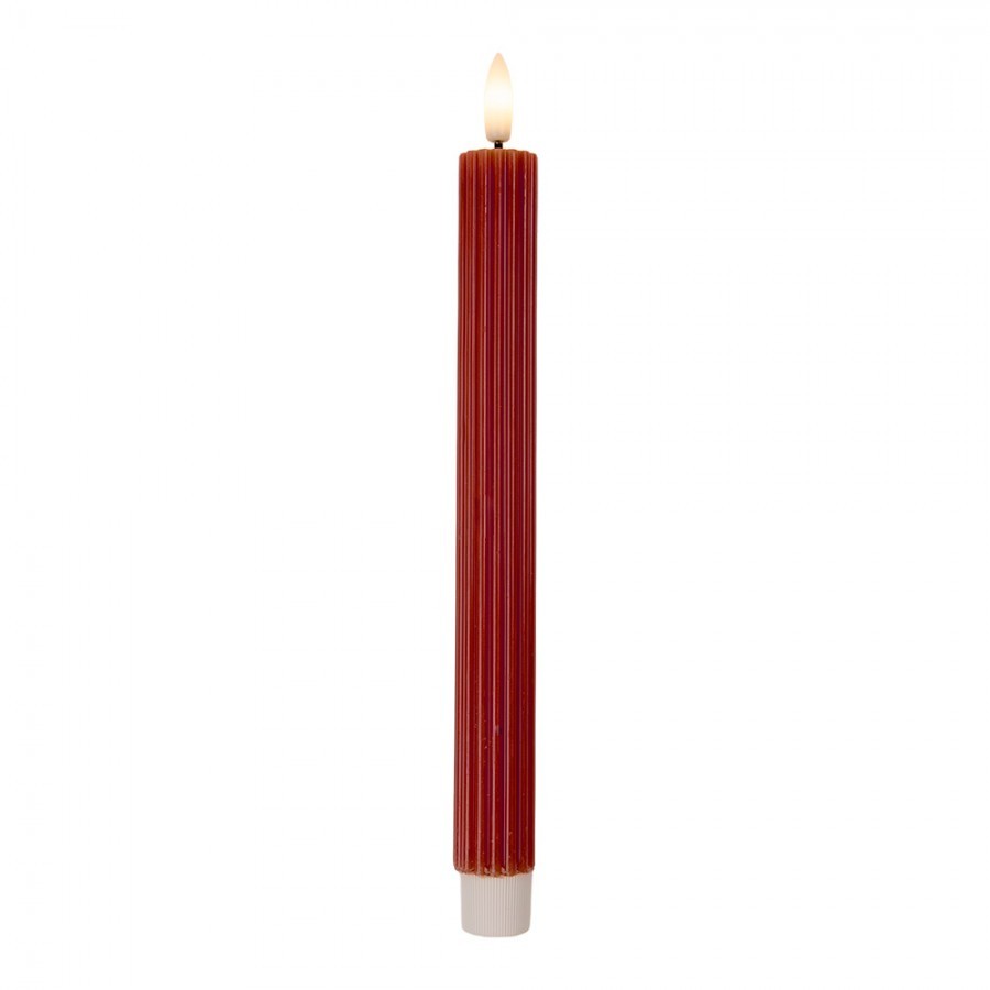 Set 2ks vínová úzká svíčka s vroubkováním Led Candle - Ø 2*25 cm / 2*AAA