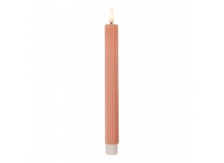 Set 2ks růžová úzká svíčka s vroubkováním Led Candle - Ø 2*25 cm / 2*AAA