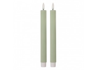 Set 2ks mint úzká svíčka s vroubkováním Led Candle - Ø 2*25 cm / 2*AAA