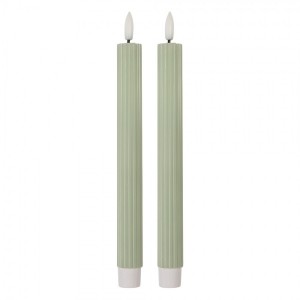 Set 2ks mintová úzká svíčka s vroubkováním Led Candle - Ø 2*25 cm / 2*AAA