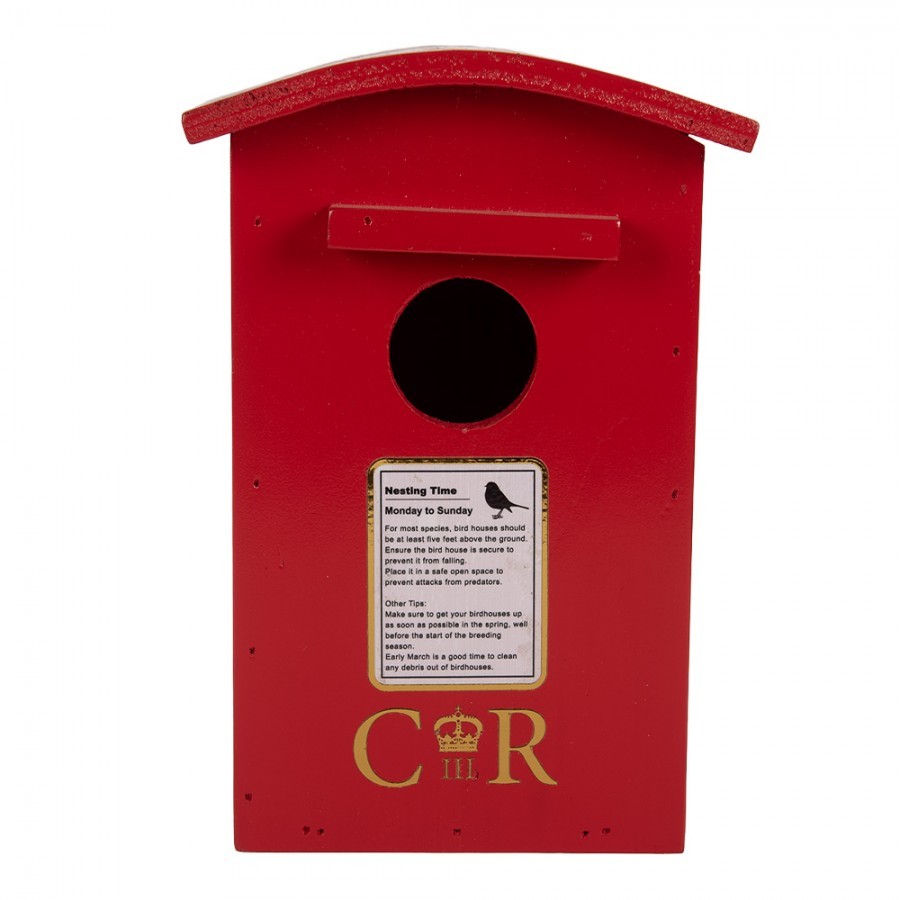 Červená dřevěná ptačí budka Birdhouse - 14*12*21 cm