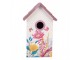 Bílo-fialová dřevěná ptačí budka s květy Birdhouse - 15*10*22 cm Clayre & Eef