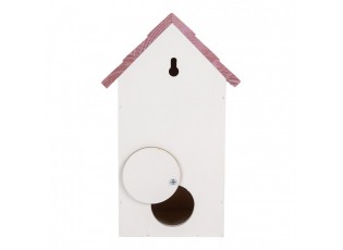 Bílo-fialová dřevěná ptačí budka s květy Birdhouse - 15*10*22 cm