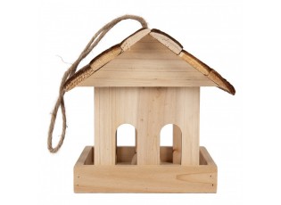 Přírodní dřevěné závěsné krmítko pro ptáčky - 19*18*19 cm