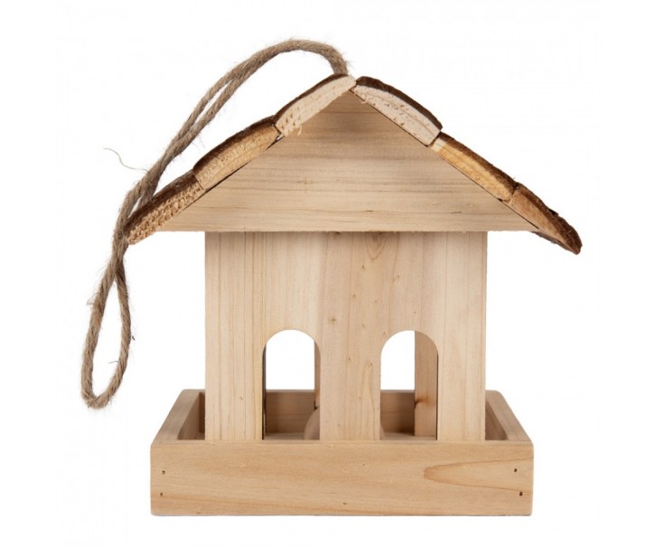 Přírodní dřevěné krmítko pro ptáčky - 19*18*19 cm Clayre & Eef