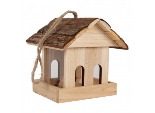 Přírodní dřevěné závěsné krmítko pro ptáčky - 19*18*19 cm