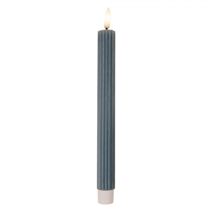Set 2ks modrá úzká svíčka s vroubkováním Led Candle - Ø 2*25 cm / 2*AAA