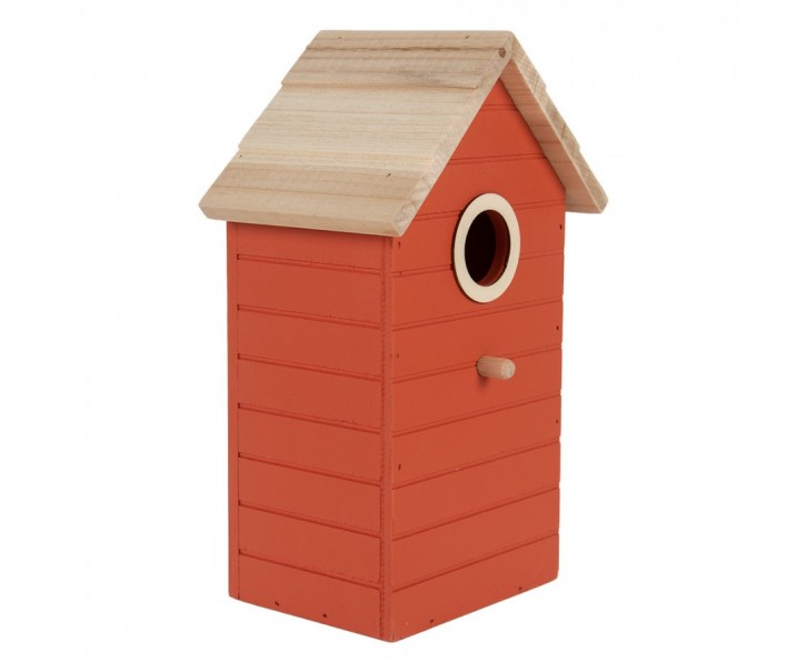 Červená dřevěná ptačí budka Birdhouse - 15*10*22 cm Clayre & Eef