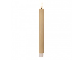 Set 2ks béžová úzká svíčka s vroubkováním Led Candle - Ø 2*25 cm / 2*AAA