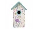 Bílo-modrá dřevěná ptačí budka s květy Birdhouse - 15*10*22 cm Clayre & Eef