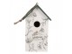 Zeleno-bílá dřevěná ptačí budka s květy Birdhouse - 15*10*22 cm Clayre & Eef