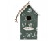 Bílo-zelená dřevěná ptačí budka s květy Birdhouse - 15*10*22 cm Clayre & Eef