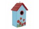 Červeno-modrá dřevěná ptačí budka s růžemi Birdhouse - 15*10*22 cm Clayre & Eef
