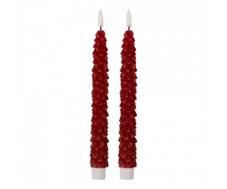 Set 2ks vínová úzká svíčka stromek Led Candle - Ø 2*25 cm / 2*AAA Clayre & Eef