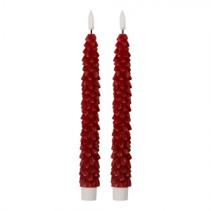 Set 2ks vínová úzká svíčka stromek Led Candle - Ø 2*25 cm / 2*AAA