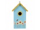 Modro-žlutá dřevěná ptačí budka se slunečnicemi Birdhouse - 15*10*22 cm Clayre & Eef