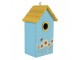 Modro-žlutá dřevěná ptačí budka se slunečnicemi Birdhouse - 15*10*22 cm Clayre & Eef
