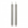 Set 2ks úzká šedá svíčka s vroubkováním Led Candle - Ø 2*25 cm / 2*AAA