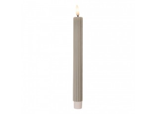 Set 2ks úzká šedá svíčka s vroubkováním Led Candle - Ø 2*25 cm / 2*AAA