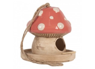 Dekorace závěsné keramické ptačí krmítko – Pohádková muchomůrka - Ø 13*13 cm